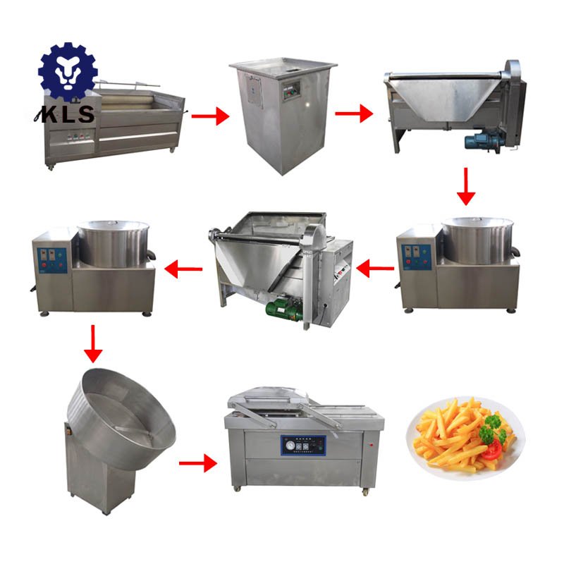 KLS Industrial Semi Auto Potato Crisps and Potato Chips Making Equipment Automatic French Fries Production Line